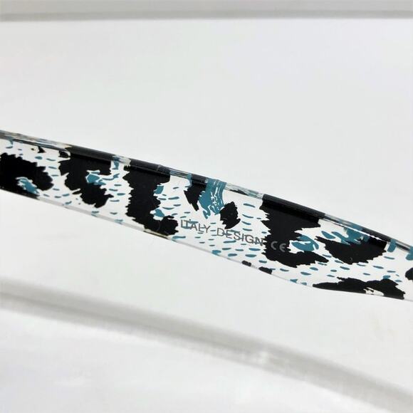 NEW Clear Blue Black Leopard Print Sunglasses UV400 Retro Animal Print Beach - Picture 4 of 5